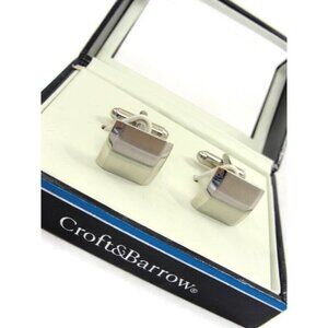 Croft & Barrow Cufflinks Silver Tone Wedding Tux Vintage IOB